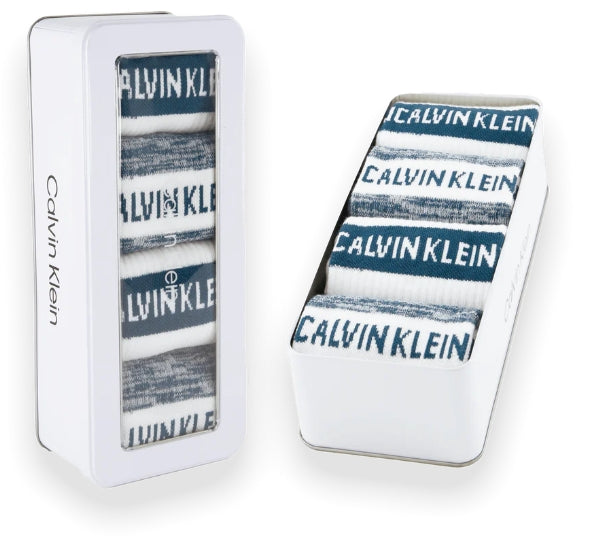 CALVIN KLEIN BOX 4 PAIA CALZE bianche/azzurre 701235983
